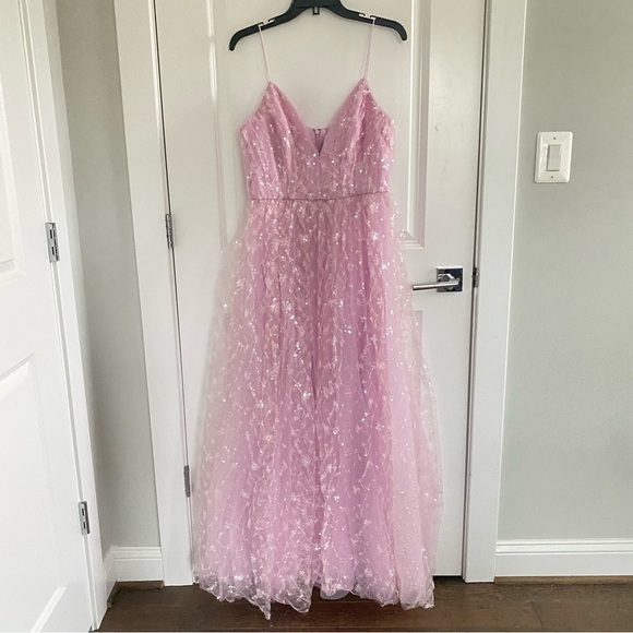 Anthropologie ML Monique Lhuillier Sequin Lace Maxi Dress - Picture 3 of 7